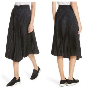 VINCE Asymmetric Pleated Crepe Midi Skirt Sz 10 (A2188)
